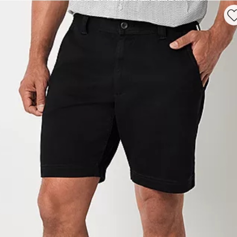 St. John's Bay Comfort 9" Mens Black Chino Short | 38